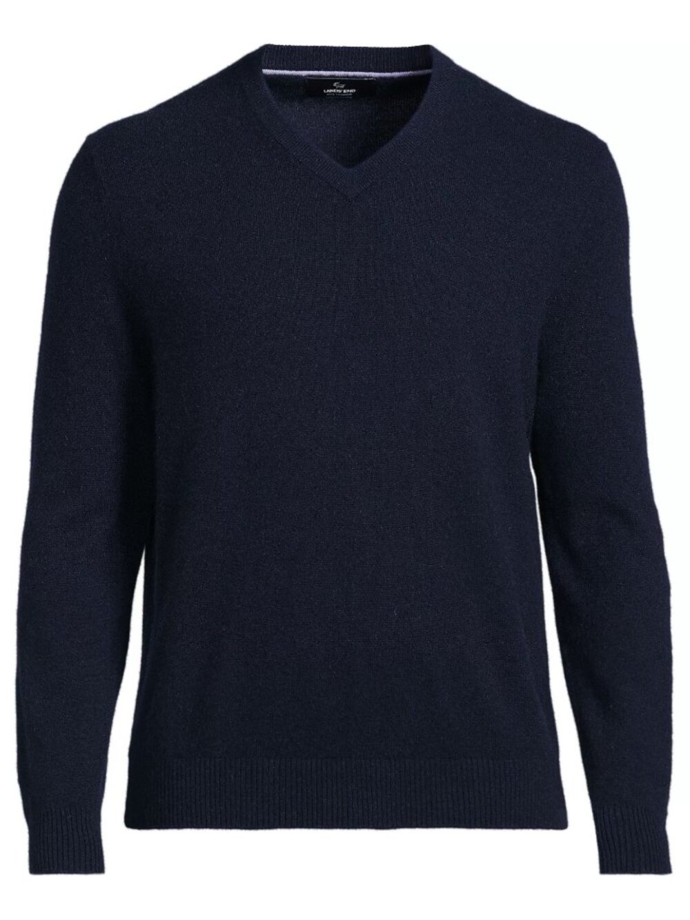 Lands' End 100% Cashmere V-Neck Sweater | Navy | Men's L